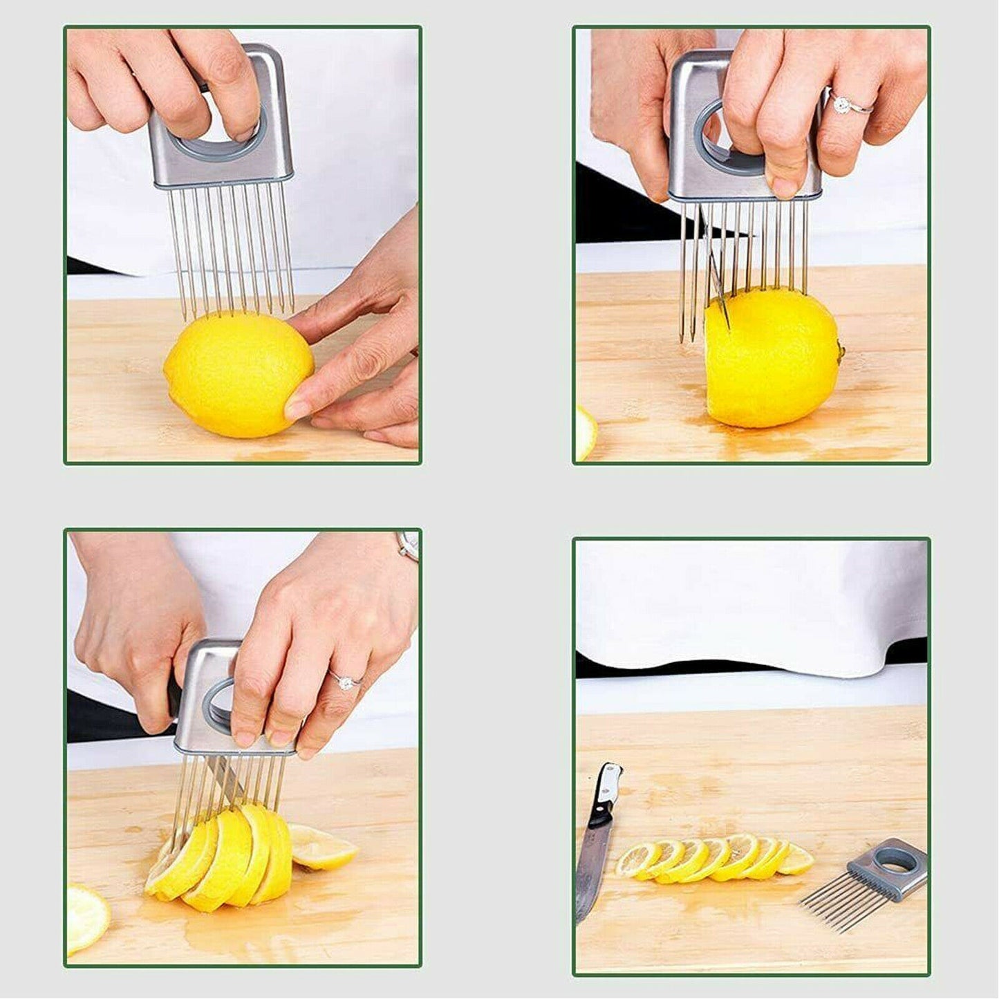 Onion Needle With Cutting Safe Aid Holder Easy Slicer Cutter Tomato Safe Fork Handheld Vegetable Knife Kitchen Onion Holder Slicer Vegetable Tools Tomato Cutter Stainless Steel Kitchen Gadget Steel