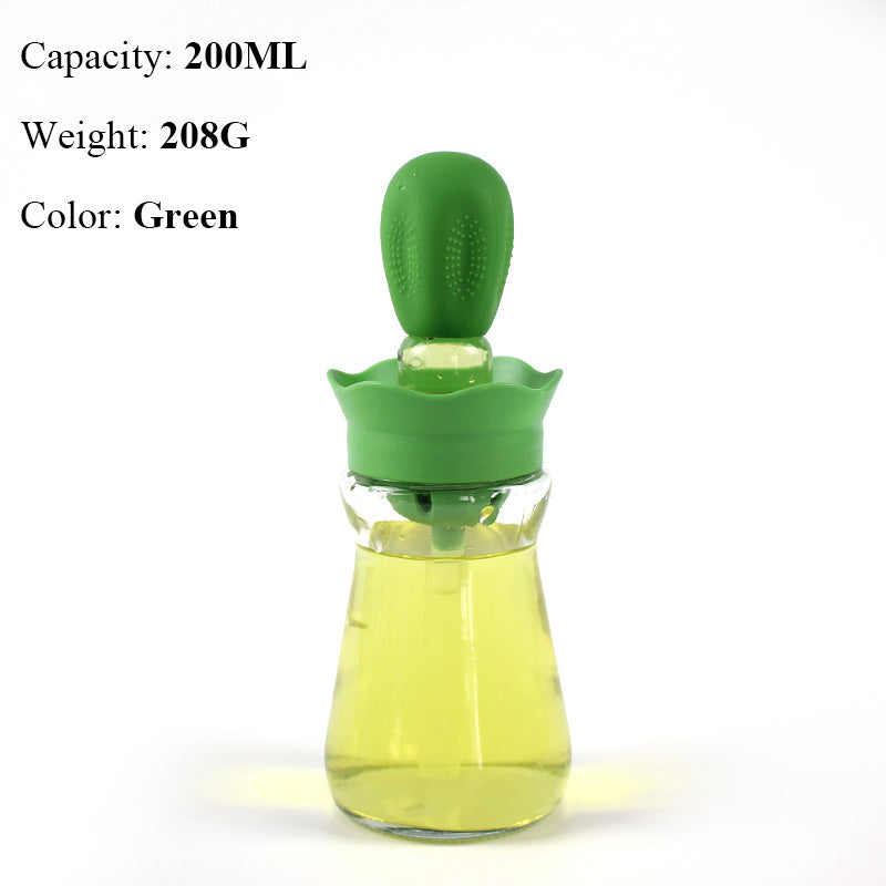 BBQ Tool Oil Bottle With Silicone Brush Oil Spray Baking Barbecue Grill Oil Dispenser Cookware Baking Kitchen Accessories