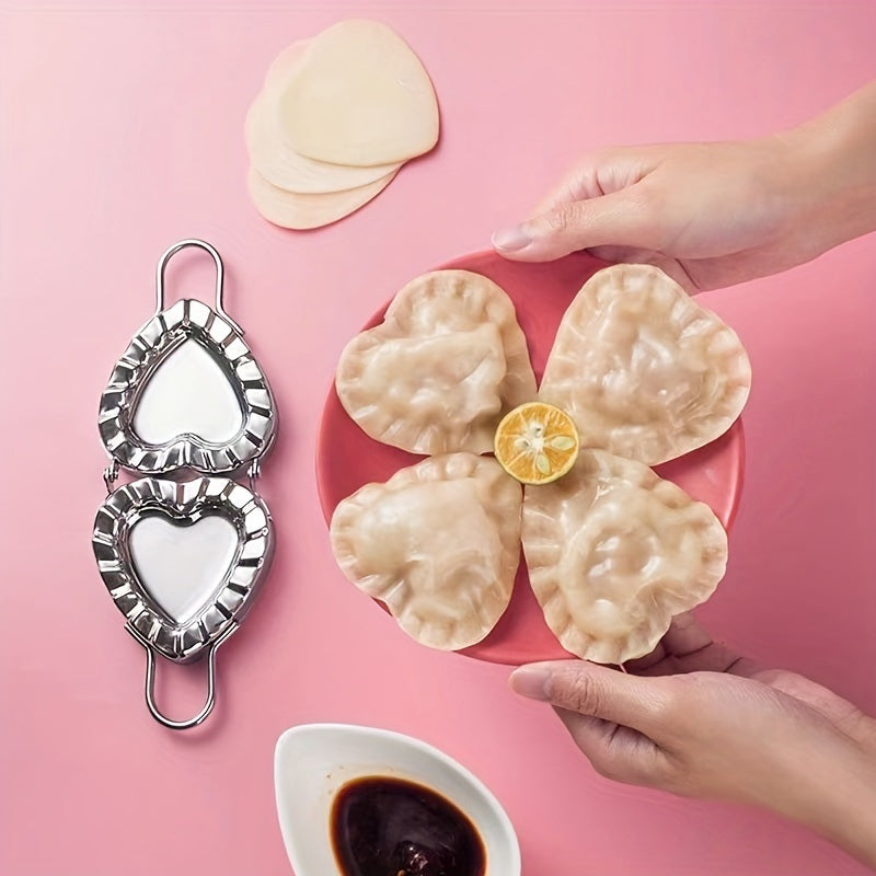 1pc, Heart Shaped Dumpling Maker Press, 304 Stainless Steel Dumpling Mold, Love Ravioli Maker Press, Easy-Tool For Dumpling Wrapper, Dough Stamp Cutter, Pastry Pie Making