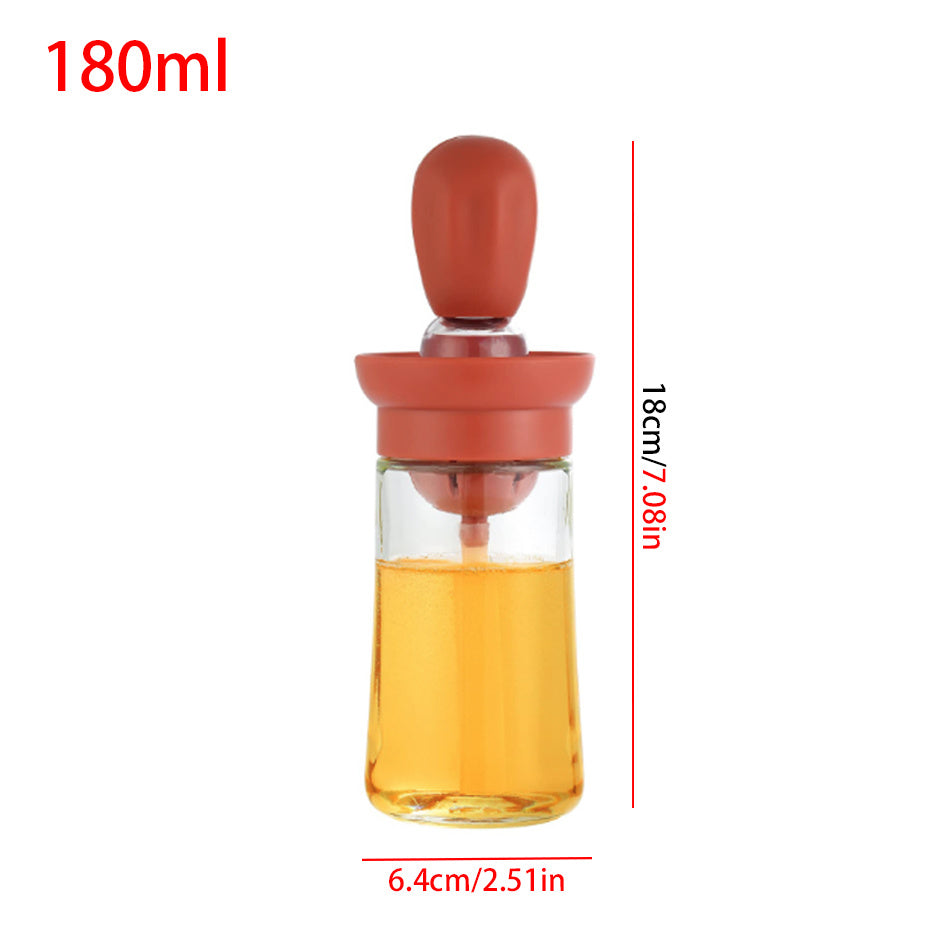 Kitchen Silicone Oil Bottle Glass Olive Oil Bottle Quantitative Extrusion Dispenser Pastry Steak Oil Brushes Baking BBQ Tool