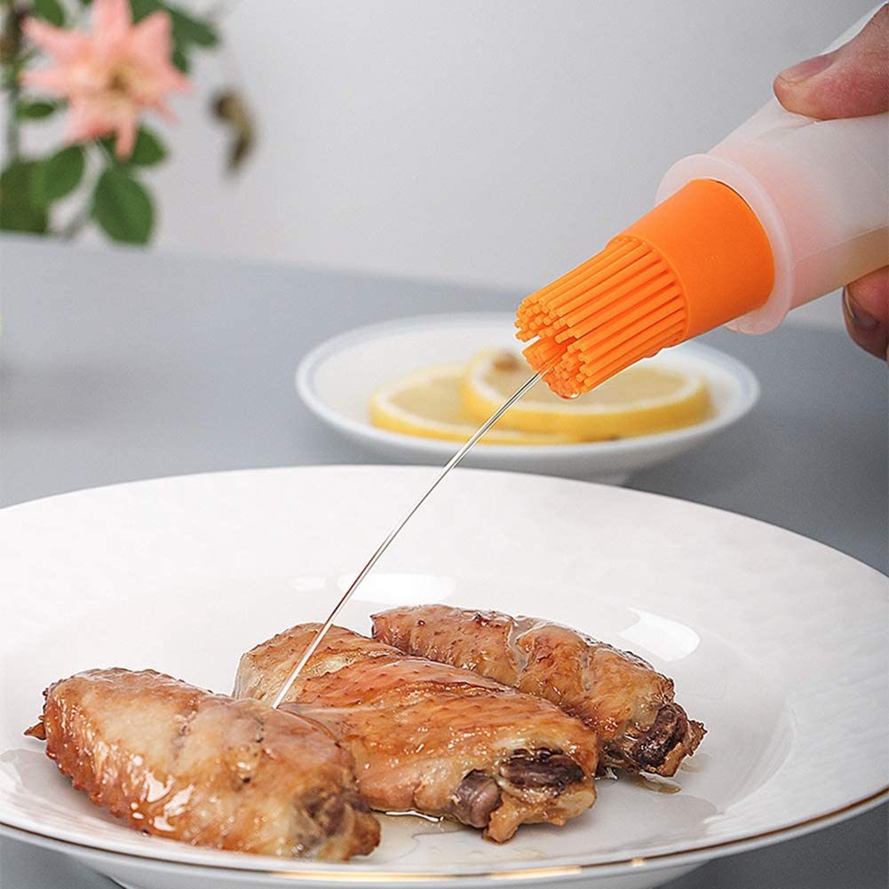 1pc 2.2oz Brand Silicone BBQ Oil Bottle Brush With Flat-Bottom Design; Perfect For Barbecue; Cooking And Baking - Heat-Resistant; Easy To Clean And Suitable For All Cookware Surfaces