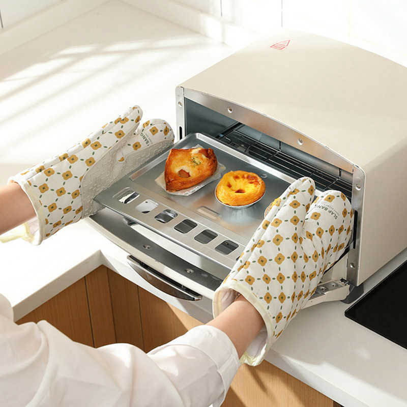 Anti-Scalding Microwave Cotton Non-Slip Insulation Gloves Oven Mitts Kitchen Heat Resistant Thickened Cotton Heat Insulation Microwave Oven Oven Anti Scalding Household Gloves Baking Tools