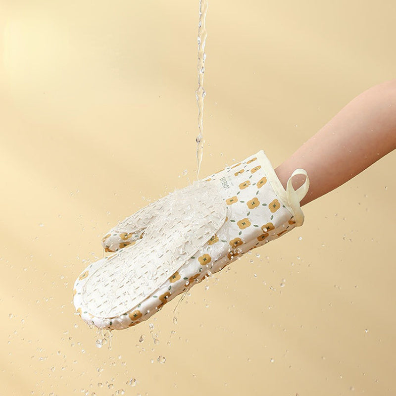 Anti-Scalding Microwave Cotton Non-Slip Insulation Gloves Oven Mitts Kitchen Heat Resistant Thickened Cotton Heat Insulation Microwave Oven Oven Anti Scalding Household Gloves Baking Tools