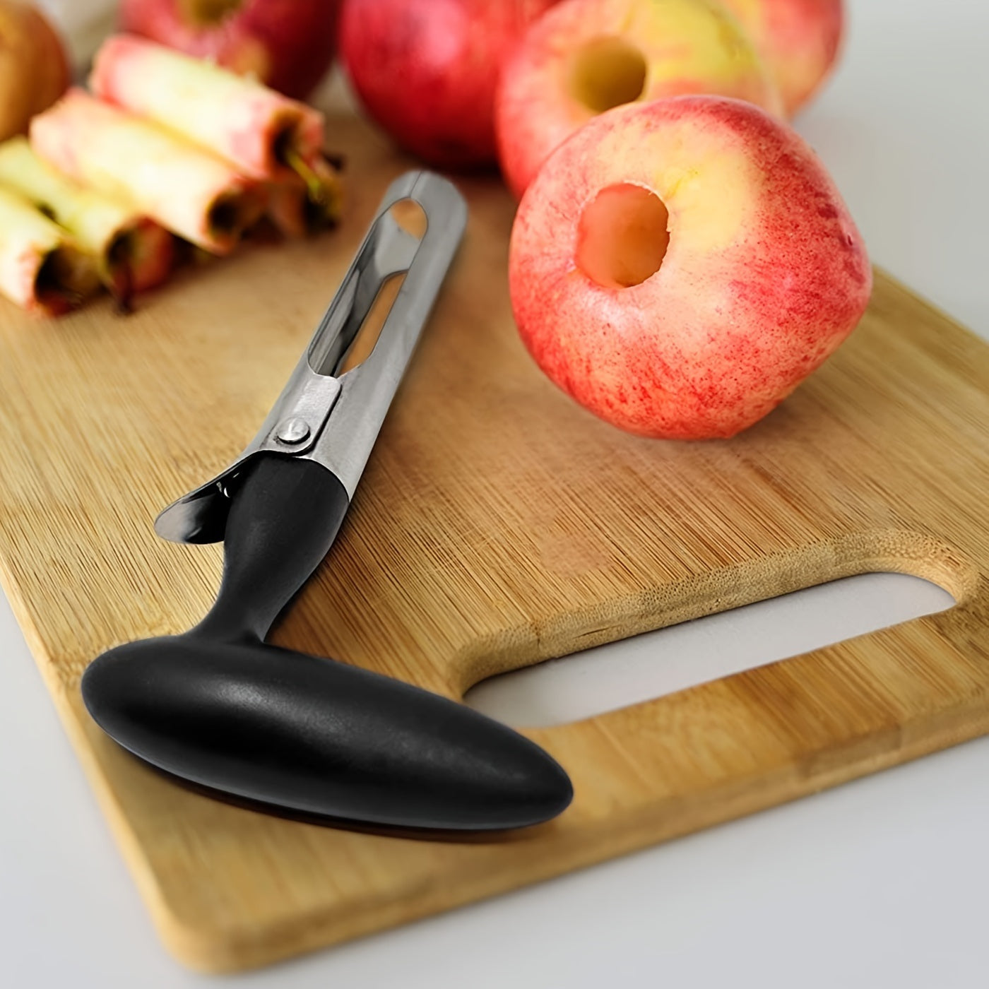 1pc Premium Apple Corer - Easy To Use Durable Apple Corer Remover For Pears; Bell Peppers; Apples - Stainless Steel; Kitchen Gadgets; Black; 7inch*3.9inch