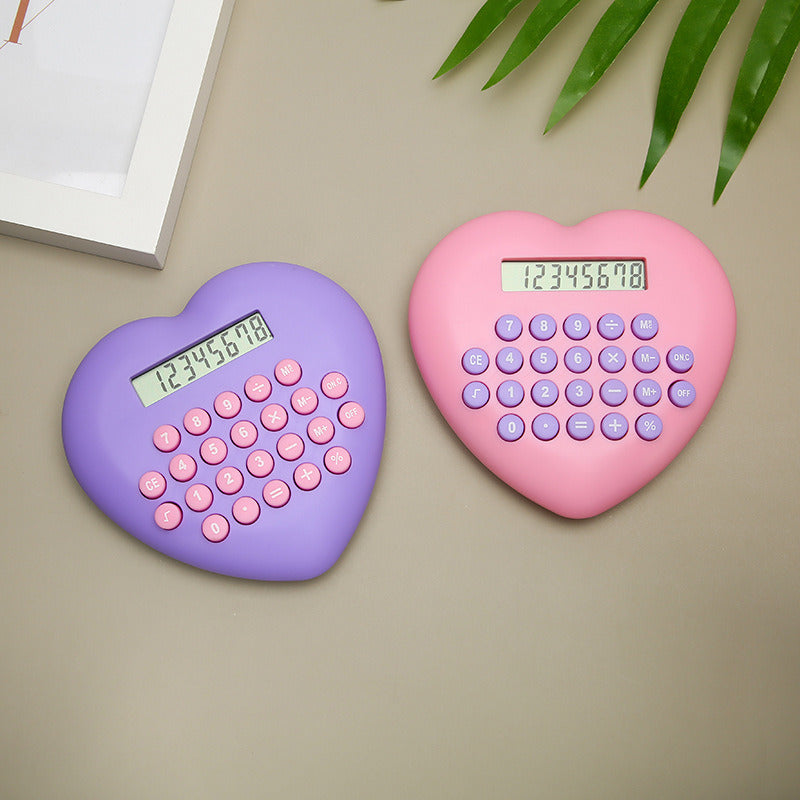 Multi-function 8-bit Calculator Creative Love Computer Font Clear Plastic Keys Student Supplies Wholesale Cute Calculator