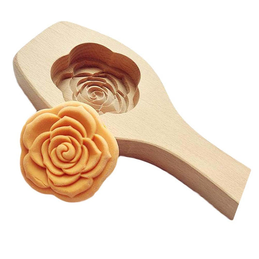 Wooden Moon Cake Mold DIY Pumpkin Pie Baking Mold Rice Cake Bread Mold 3D Rose Pastry Mold 75g