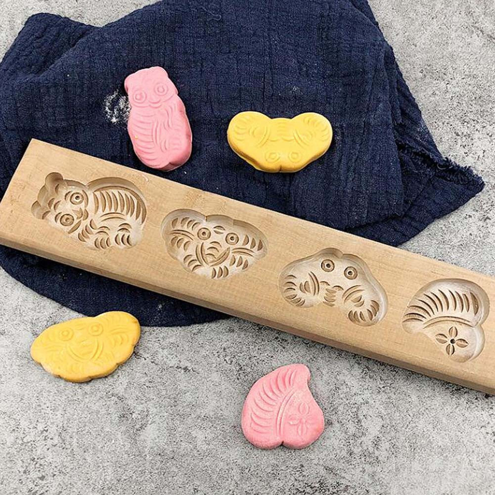 Wooden Moon Cake Mold Steamed Pumpkin Pie Pastry Rice Cake Wooden DIY Baking Mold Panda Butterfly Peach Gold Ingot 25g