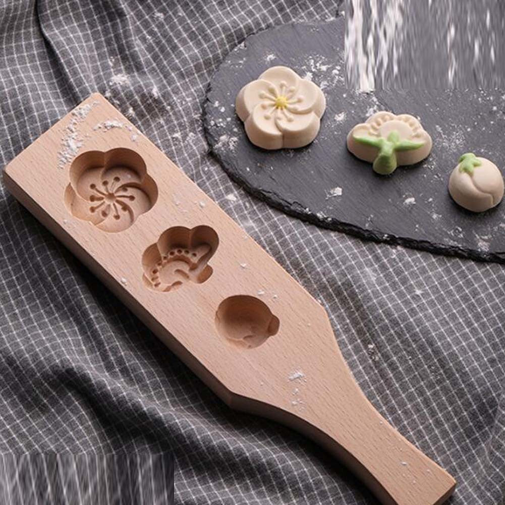 Wooden Moon Cake Mold Wagashi Snow Skin Mooncake Mold DIY Rice Cake Baking Mold 3D Plum Blossom 10-25g