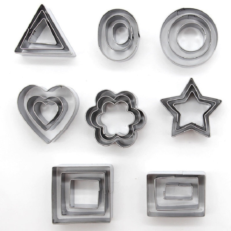 24 Pieces Biscuit Cutters Stainless Steel Cookie Cutters Fondant Geometric Shape Cutters for Baking