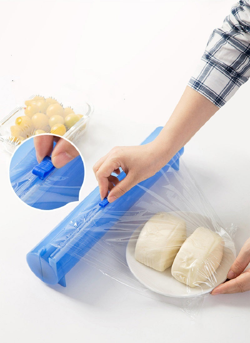 Plastic Cling Wrap Storage Holder with Slide Cutter Cling Film Cutter Aluminum Foil, Parchment Paper Dispenser