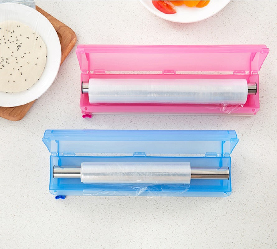 Plastic Cling Wrap Storage Holder with Slide Cutter Cling Film Cutter Aluminum Foil, Parchment Paper Dispenser