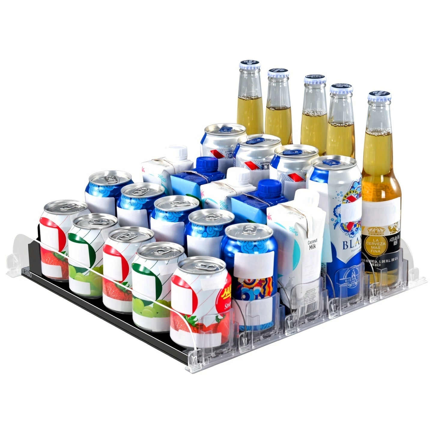 1 Set 3/4/5 Rows Soda Can Dispenser, Refrigerator Bottle Can Organizer, Self-Pushing Soda Can Dispenser Holds Up To 12 Cans, Beverage Storage For Pantry/Vending Machine