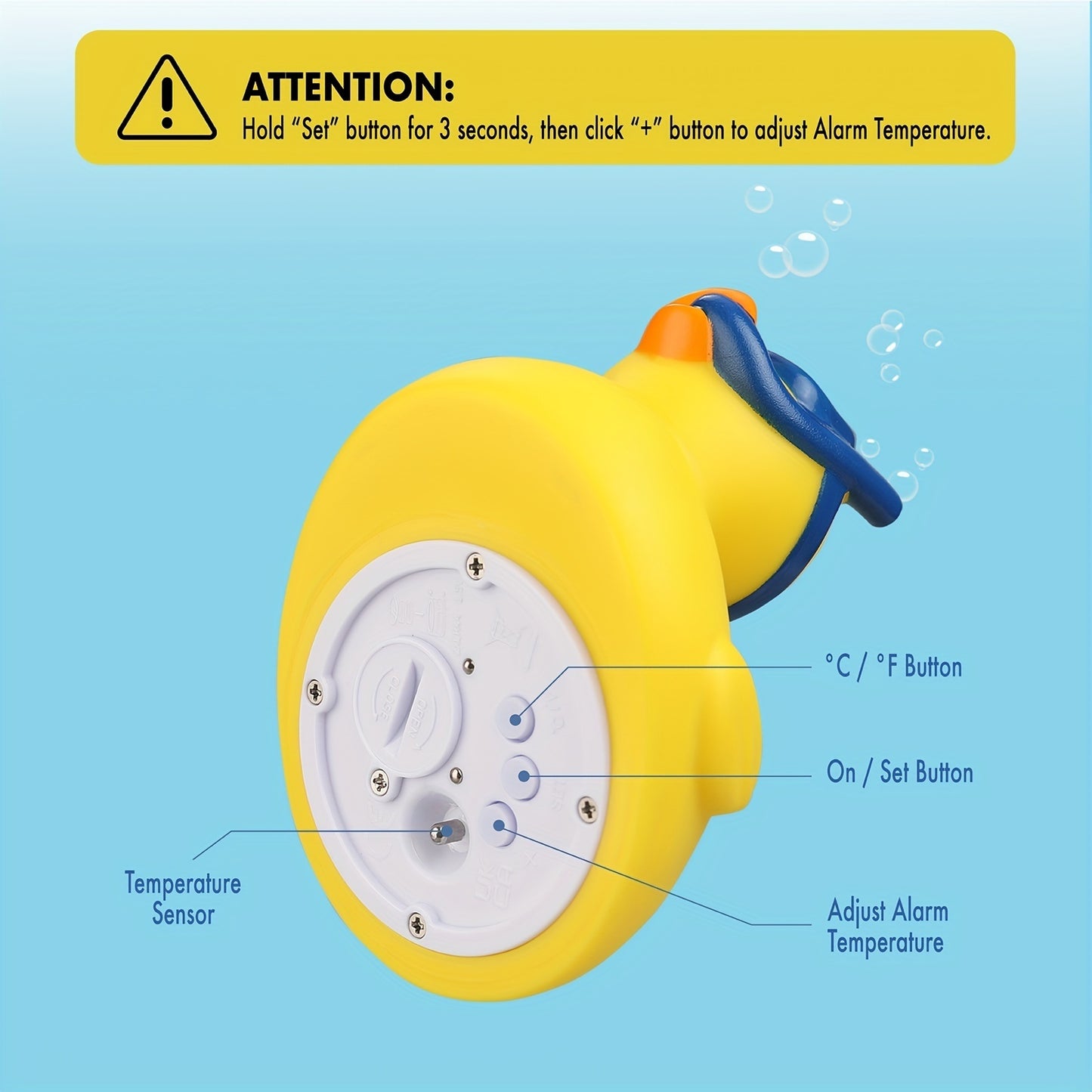 Digital Water Thermometer and Room Thermometer for Baby Bath Tub and Pool - Includes Duck Floating Toy with Temperature Warning - Perfect Gift for Newborns and Toddlers