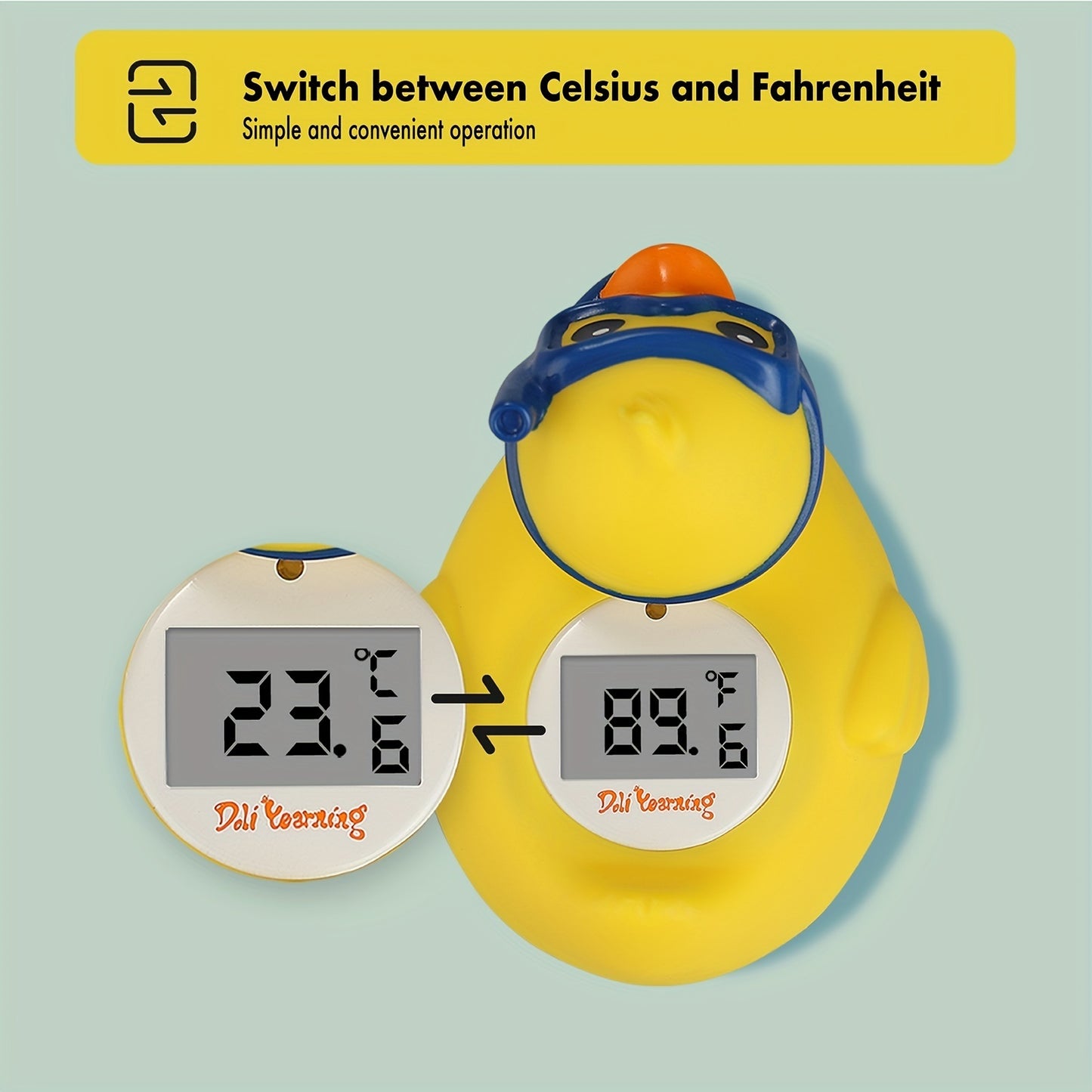 Digital Water Thermometer and Room Thermometer for Baby Bath Tub and Pool - Includes Duck Floating Toy with Temperature Warning - Perfect Gift for Newborns and Toddlers