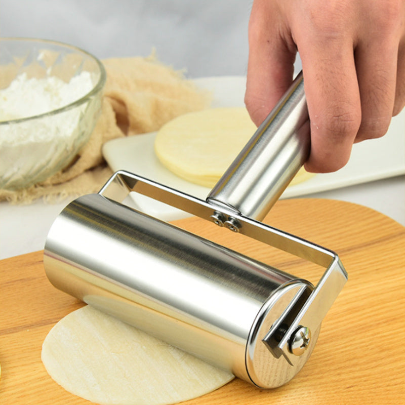 1pc, Baker Roller, 360 Degree Rolling Baker Roller, Stainless Steel Roller For Baking, Creative Stainless Steel Dough Roller, Non-stick Pastry Roller, Pizza Cooking Tool, Kitchen Supplies