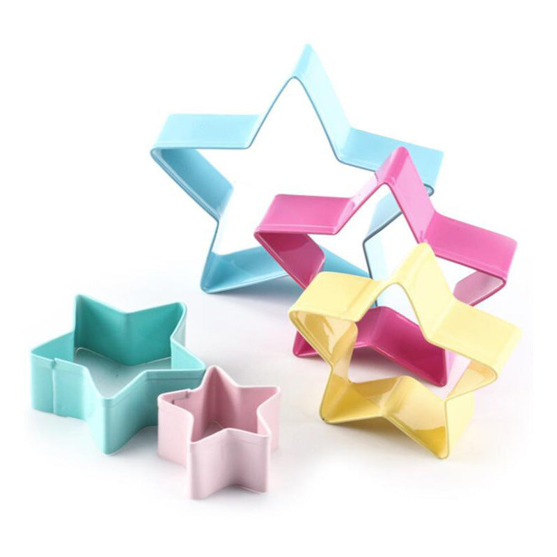 Set of 5 3D Star Shape Biscuit Cutter Cookie Mold Cake Fondant Icing Pastry Cutter Stainless Steel DIY Kitchen Baking Gadget Tools