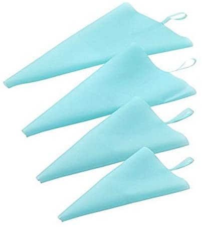 Set of 4 Sizes Pastry Bag Set Silicone Blue Color Reusable Icing Piping Bag Baking Tool Cookie Cake Decorating Bag