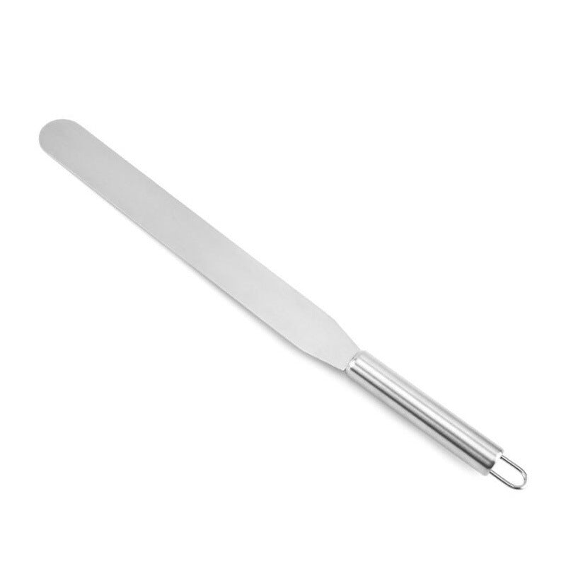 Cake Decorating Spatula Stainless Steel Butter Cake Cream Straight Bend Spatula Spreader Scraping, Smoothing, Icing, Frosting Baking Tool Fondant Pastry Tool (37.2 cm, Straight)