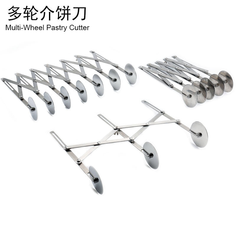 5-Wheel Pastry Cutter Stainless Steel Expandable Pizza Slicer Multi-Round Pastry Knife Baking Cutter Roller Cookie Dough Cutter Divider