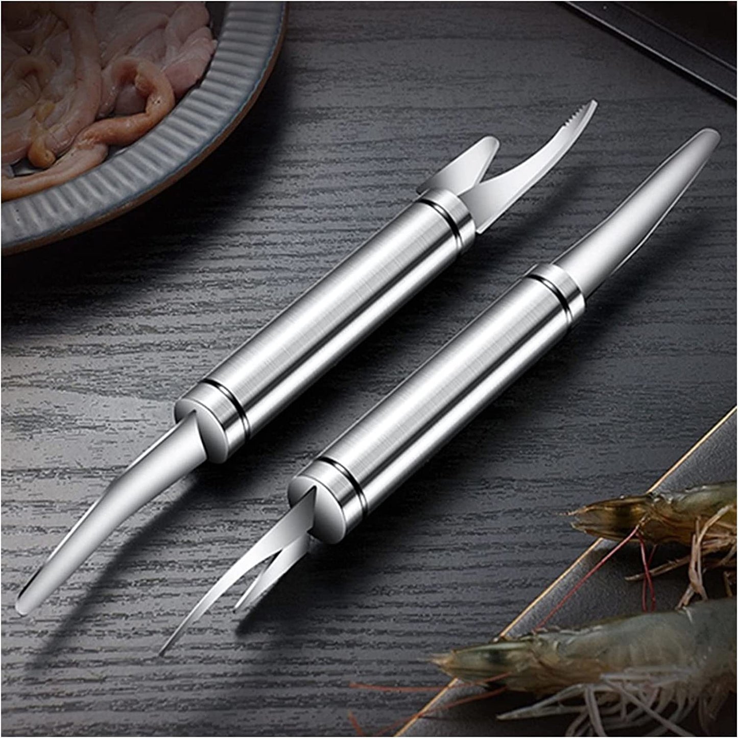 2pcs; 5 In 1 Multifunctional Shrimp Line Fish Maw Knife; Stainless Steel Portable Shrimp Cleaner Knife; Household Shrimp Line Knife; Fish Scale Planer Seafood Knives Tool For Kitchen