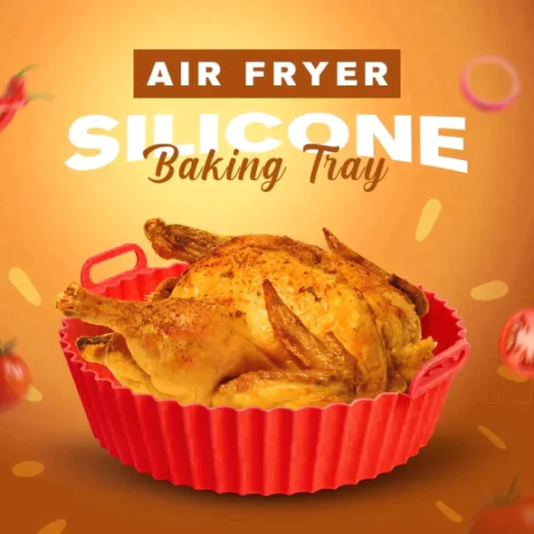 Air Fryer Silicone Baking Tray Reusable Basket Mat Non-Stick Round Microwave Pads Baking Mat Oven Air Fryer Liner