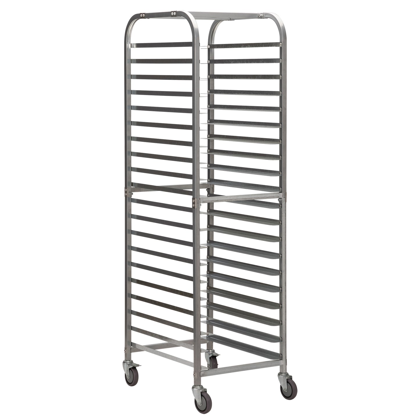 Commercial-Grade 20-Tier Sheet Pan Rack;  Galvanized Iron Bakery Rack;  Super Capacity Bread Rack with wheels;  Silver