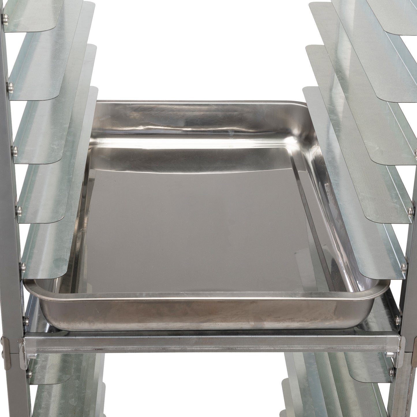 Commercial-Grade 20-Tier Sheet Pan Rack;  Galvanized Iron Bakery Rack;  Super Capacity Bread Rack with wheels;  Silver