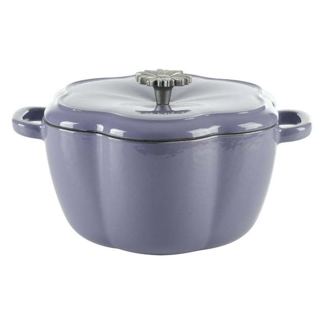 Timeless Beauty Floral Shaped Enamel Cast Iron 3-Quart Dutch Oven, Purple