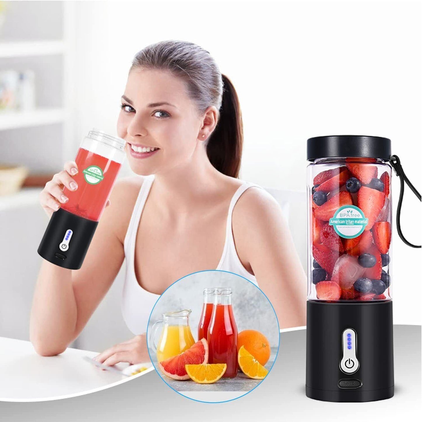 Portable Blender Smoothies Fruit Vegetable Juicer Machine USB Rechargeable Mixer