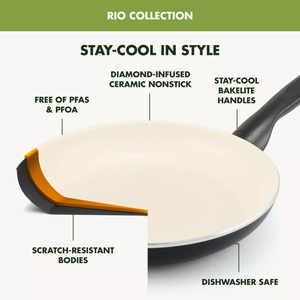 Rio 2PK (8" and 11") Ceramic Nonstick Breakfast Set Black