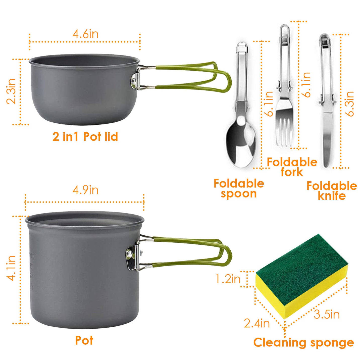 8Pcs Camping Cooking Ware Set Camping Stove Cookware Set Aluminum Pot Foldable Knife Fork Spoon Set for Hiking Picnic Outdoor