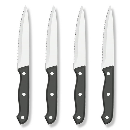 GPED Steak Knives Set of 4, 4.5-inch Serrated Steak Knife Set, Ultra Sharp Stainless Steel Triple Rivet Collection Kitchen Steak Knife Set, Non-Stick & Rust-Resistant Dinner Knives