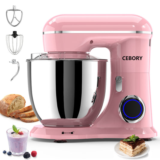 3-IN-1 Electric Stand Mixer, 660W 10-Speed With Pulse Button, Attachments include 6.5QT Bowl, Dough Hook, Beater, Whisk for Most Home Cooks, Sakura Pink