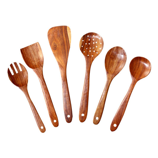 WILLART Kitchen Utensils Set; Wooden Cooking Utensil Set Non-stick Pan Kitchen Tool Wooden Cooking Spoons and Spatulas Wooden Spoons for cooking salad fork